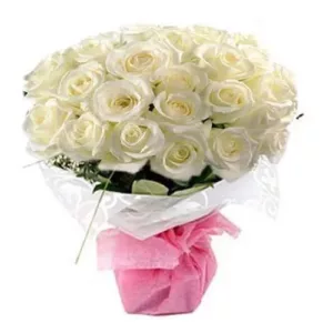 30 white south african roses bouquet