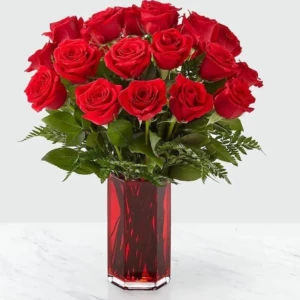 Timeless Roses in Glass Vase