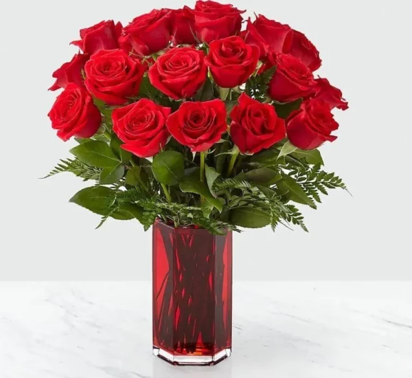 Timeless Roses in Glass Vase