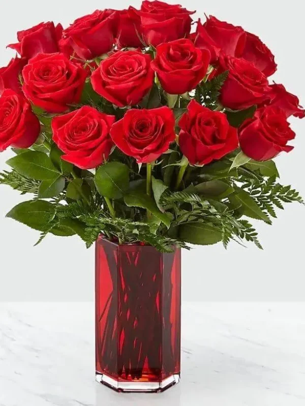Timeless Roses in Glass Vase