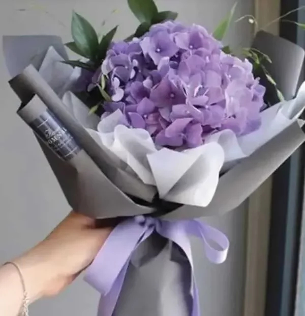 Purple Hydrangea and seasonal fillers bouquet