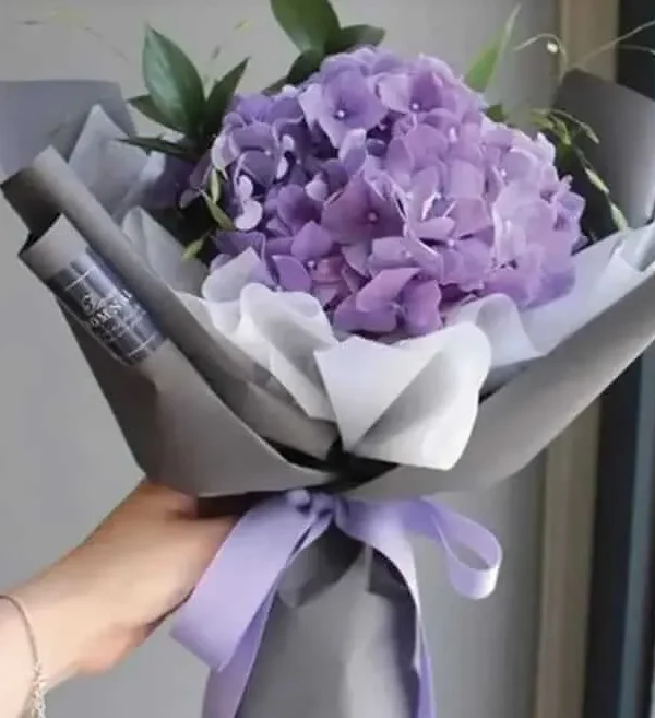 Purple Hydrangea and seasonal fillers bouquet